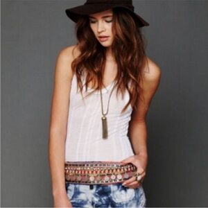 Free People Multicolor Festival Coin Boho Obi Tie Belt NWT